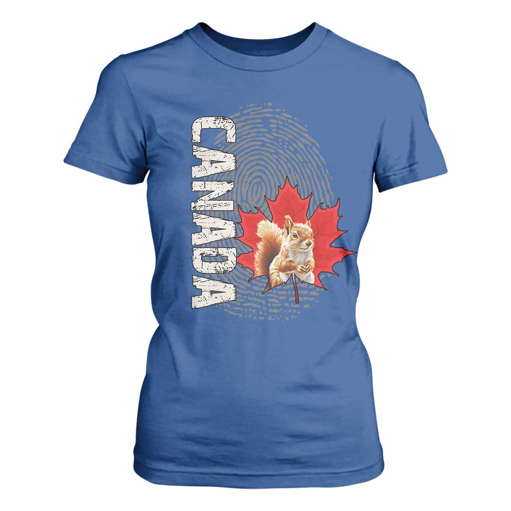 Canada Pride T Shirt For Women Maple Leaf Squirrel Canadian Roots TS02 Royal Blue Print Your Wear