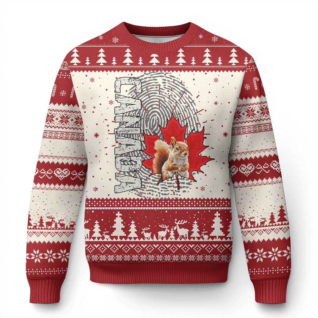 Canada Pride Knit Sweatshirt Maple Leaf Squirrel Canadian Roots TS02 Red Print Your Wear