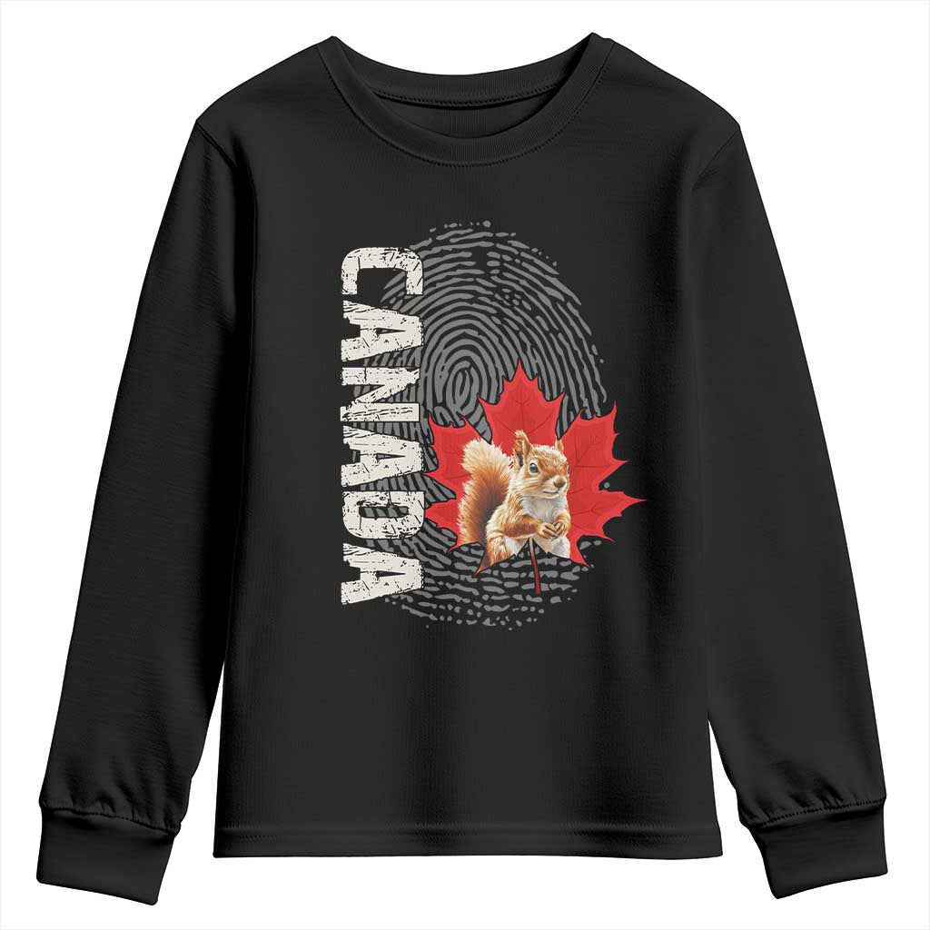 Canada Pride Youth Sweatshirt Maple Leaf Squirrel Canadian Roots TS02 Black Print Your Wear