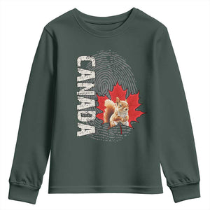 Canada Pride Youth Sweatshirt Maple Leaf Squirrel Canadian Roots TS02 Dark Forest Green Print Your Wear