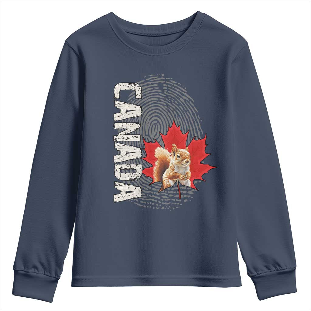 Canada Pride Youth Sweatshirt Maple Leaf Squirrel Canadian Roots TS02 Navy Print Your Wear