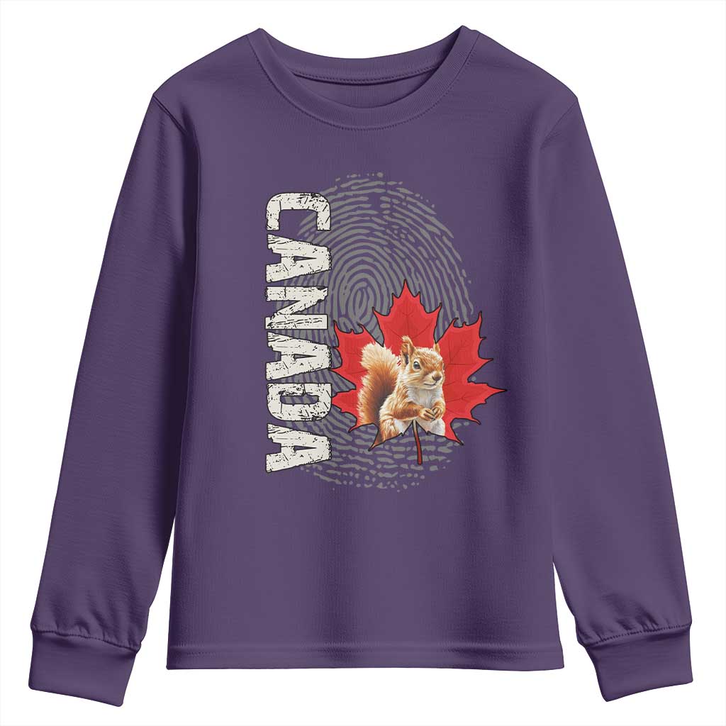 Canada Pride Youth Sweatshirt Maple Leaf Squirrel Canadian Roots TS02 Purple Print Your Wear