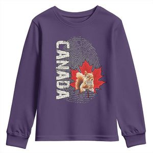 Canada Pride Youth Sweatshirt Maple Leaf Squirrel Canadian Roots TS02 Purple Print Your Wear