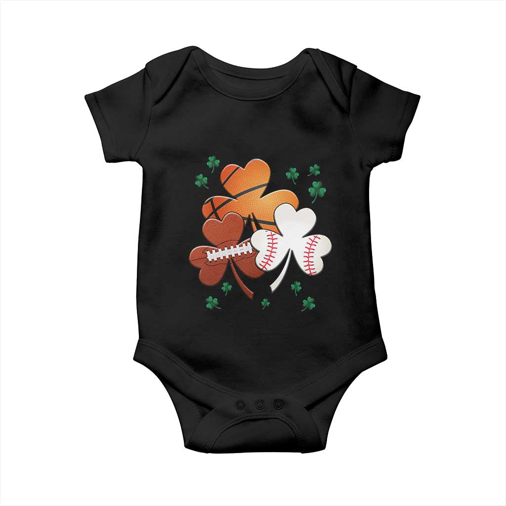 Football Basketball Baseball Shamrock Baby Onesie Happy St Patricks Day Sport Lover TS02 Black Print Your Wear