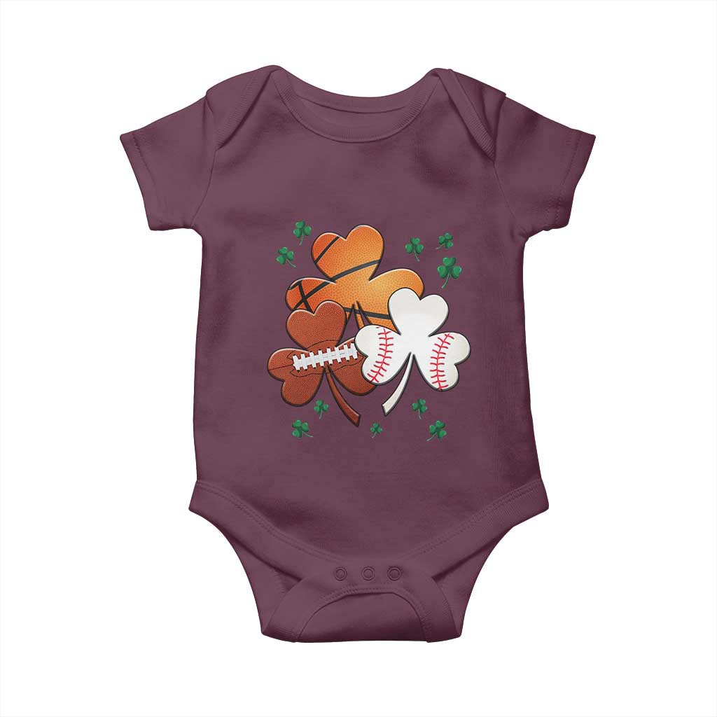 Football Basketball Baseball Shamrock Baby Onesie Happy St Patricks Day Sport Lover TS02 Maroon Print Your Wear