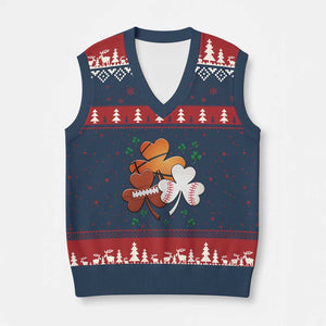 Football Basketball Baseball Shamrock V-Neck Knit Sweater Vest Happy St Patricks Day Sport Lover TS02 Navy Red Print Your Wear