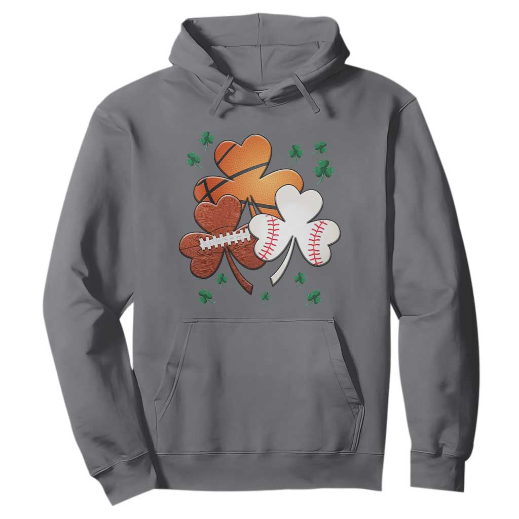 Football Basketball Baseball Shamrock Hoodie Happy St Patricks Day Sport Lover TS02 Charcoal Print Your Wear