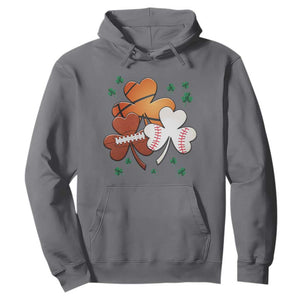 Football Basketball Baseball Shamrock Hoodie Happy St Patricks Day Sport Lover TS02 Charcoal Print Your Wear