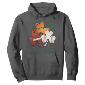 Football Basketball Baseball Shamrock Hoodie Happy St Patricks Day Sport Lover TS02 Dark Heather Print Your Wear