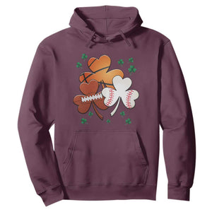 Football Basketball Baseball Shamrock Hoodie Happy St Patricks Day Sport Lover TS02 Maroon Print Your Wear