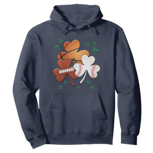 Football Basketball Baseball Shamrock Hoodie Happy St Patricks Day Sport Lover TS02 Navy Print Your Wear