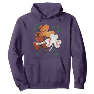 Football Basketball Baseball Shamrock Hoodie Happy St Patricks Day Sport Lover TS02 Purple Print Your Wear