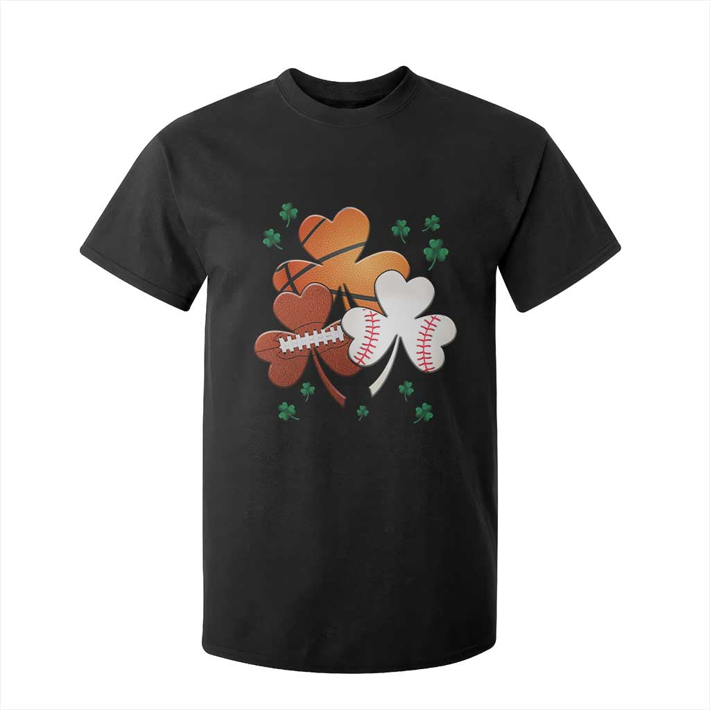 Football Basketball Baseball Shamrock T Shirt For Kid Happy St Patricks Day Sport Lover TS02 Black Print Your Wear