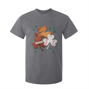 Football Basketball Baseball Shamrock T Shirt For Kid Happy St Patricks Day Sport Lover TS02 Charcoal Print Your Wear