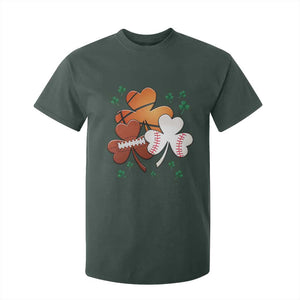 Football Basketball Baseball Shamrock T Shirt For Kid Happy St Patricks Day Sport Lover TS02 Dark Forest Green Print Your Wear