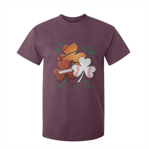 Football Basketball Baseball Shamrock T Shirt For Kid Happy St Patricks Day Sport Lover TS02 Maroon Print Your Wear