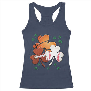 Football Basketball Baseball Shamrock Racerback Tank Top Happy St Patricks Day Sport Lover TS02 Navy Print Your Wear