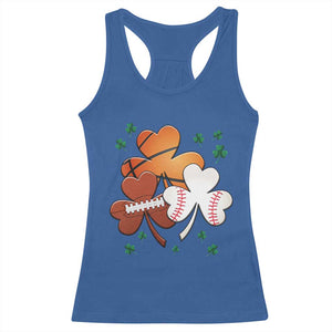 Football Basketball Baseball Shamrock Racerback Tank Top Happy St Patricks Day Sport Lover TS02 Royal Blue Print Your Wear