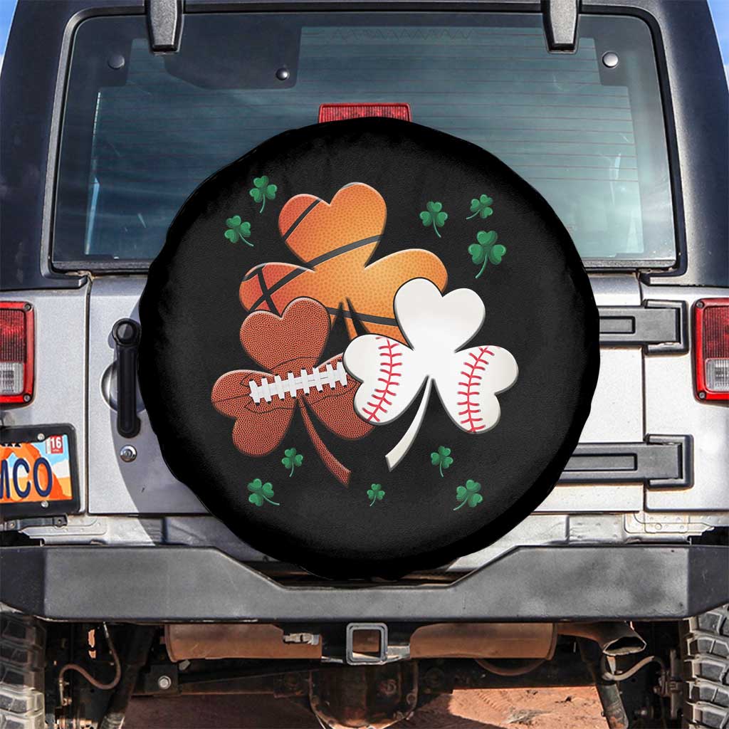 Football Basketball Baseball Shamrock Spare Tire Cover Happy St Patricks Day Sport Lover TS02 No hole Black Print Your Wear