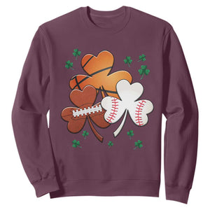 Football Basketball Baseball Shamrock Sweatshirt Happy St Patricks Day Sport Lover TS02 Maroon Print Your Wear