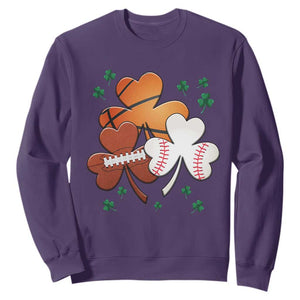 Football Basketball Baseball Shamrock Sweatshirt Happy St Patricks Day Sport Lover TS02 Purple Print Your Wear
