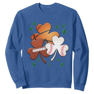 Football Basketball Baseball Shamrock Sweatshirt Happy St Patricks Day Sport Lover TS02 Royal Blue Print Your Wear