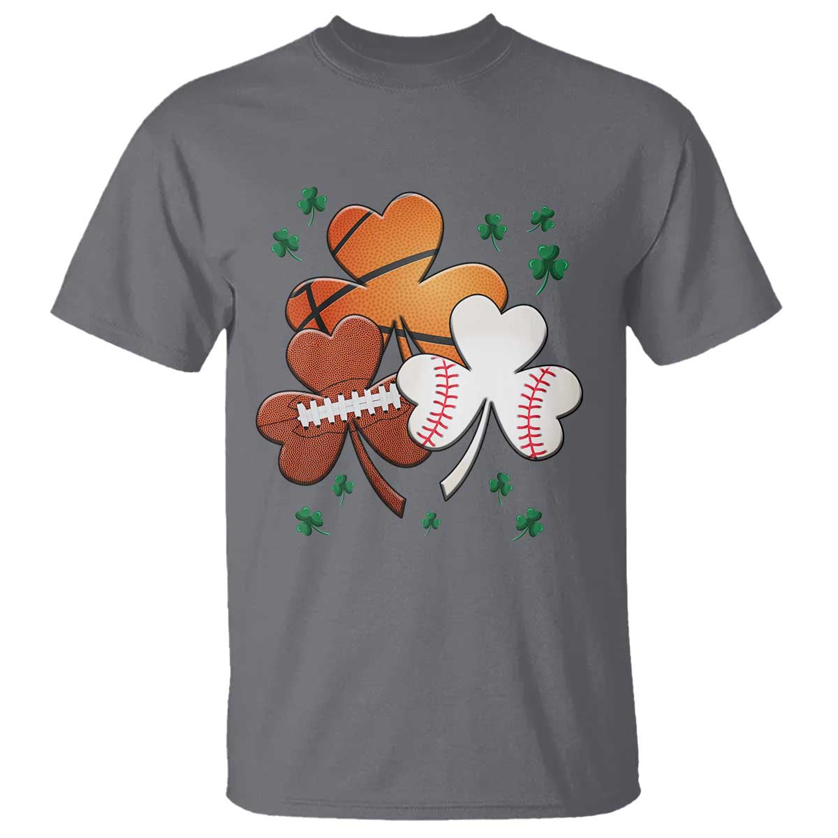 Football Basketball Baseball Shamrock T Shirt Happy St Patricks Day Sport Lover TS02 Charcoal Print Your Wear