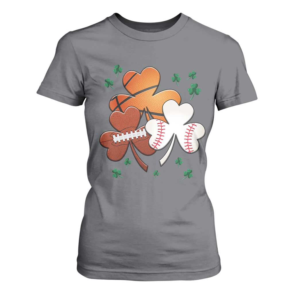 Football Basketball Baseball Shamrock T Shirt For Women Happy St Patricks Day Sport Lover TS02 Charcoal Print Your Wear