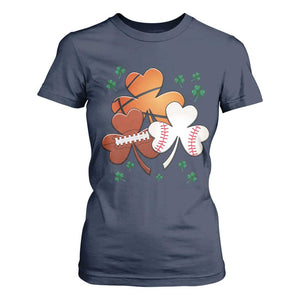Football Basketball Baseball Shamrock T Shirt For Women Happy St Patricks Day Sport Lover TS02 Navy Print Your Wear