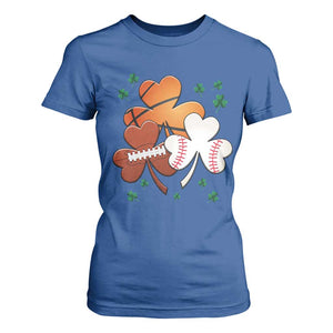 Football Basketball Baseball Shamrock T Shirt For Women Happy St Patricks Day Sport Lover TS02 Royal Blue Print Your Wear