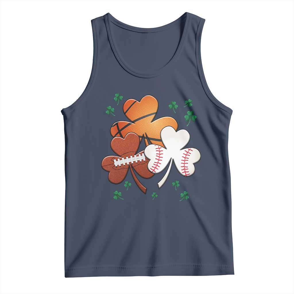 Football Basketball Baseball Shamrock Tank Top Happy St Patricks Day Sport Lover TS02 Navy Print Your Wear