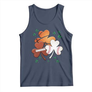 Football Basketball Baseball Shamrock Tank Top Happy St Patricks Day Sport Lover TS02 Navy Print Your Wear
