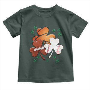 Football Basketball Baseball Shamrock Toddler T Shirt Happy St Patricks Day Sport Lover TS02 Dark Forest Green Print Your Wear