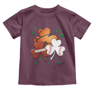 Football Basketball Baseball Shamrock Toddler T Shirt Happy St Patricks Day Sport Lover TS02 Maroon Print Your Wear