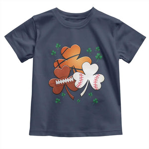 Football Basketball Baseball Shamrock Toddler T Shirt Happy St Patricks Day Sport Lover TS02 Navy Print Your Wear