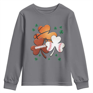 Football Basketball Baseball Shamrock Youth Sweatshirt Happy St Patricks Day Sport Lover TS02 Charcoal Print Your Wear