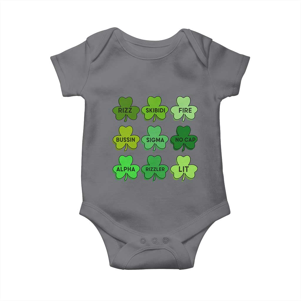 Funny St Patricks Day Skibi Rizz Baby Onesie No Cap TS02 Charcoal Print Your Wear