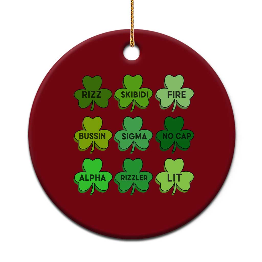 Funny St Patricks Day Skibi Rizz Ceramic Ornament No Cap TS02 1pc Red Print Your Wear