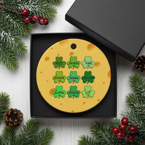 Funny St Patricks Day Skibi Rizz Ceramic Ornament No Cap TS02 1pc Yellow Cheese Print Your Wear