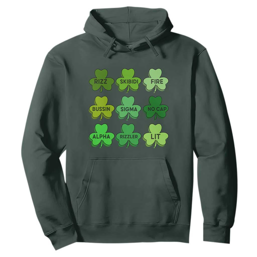 Funny St Patricks Day Skibi Rizz Hoodie No Cap TS02 Dark Forest Green Print Your Wear