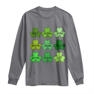 Funny St Patricks Day Skibi Rizz Long Sleeve Shirt No Cap TS02 Charcoal Print Your Wear