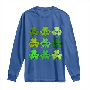 Funny St Patricks Day Skibi Rizz Long Sleeve Shirt No Cap TS02 Royal Blue Print Your Wear