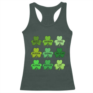 Funny St Patricks Day Skibi Rizz Racerback Tank Top No Cap TS02 Dark Forest Green Print Your Wear