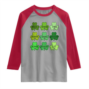 Funny St Patricks Day Skibi Rizz Raglan Shirt No Cap TS02 Sport Gray Red Print Your Wear