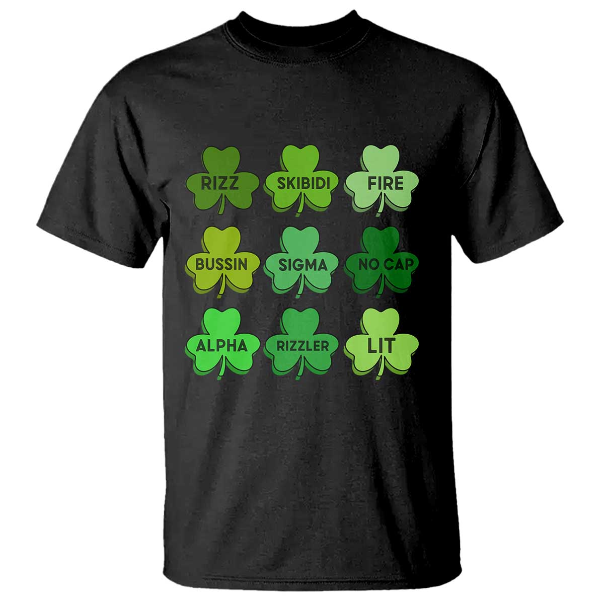 Funny St Patricks Day Skibi Rizz T Shirt No Cap TS02 Black Print Your Wear