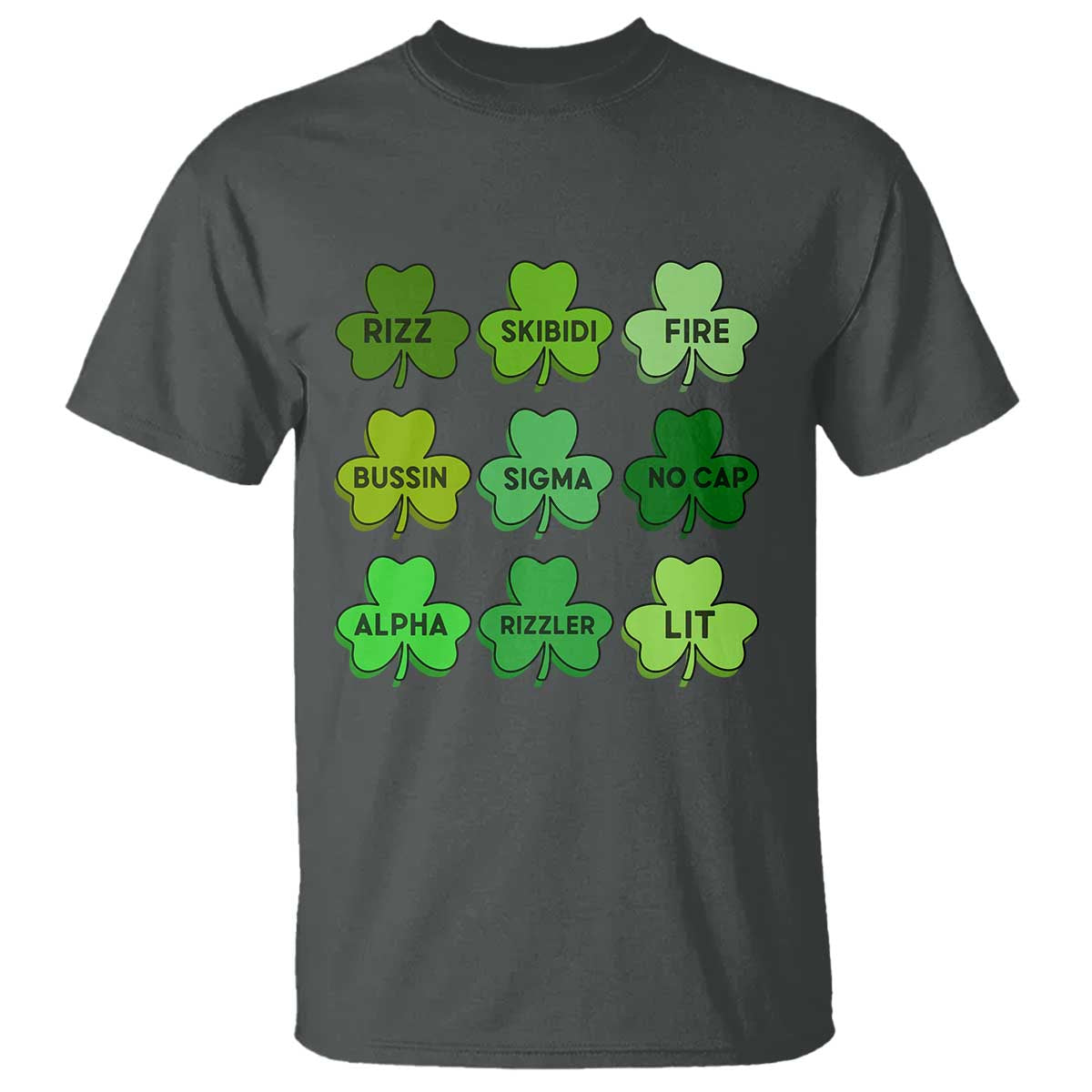 Funny St Patricks Day Skibi Rizz T Shirt No Cap TS02 Dark Heather Print Your Wear