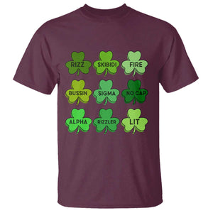 Funny St Patricks Day Skibi Rizz T Shirt No Cap TS02 Maroon Print Your Wear
