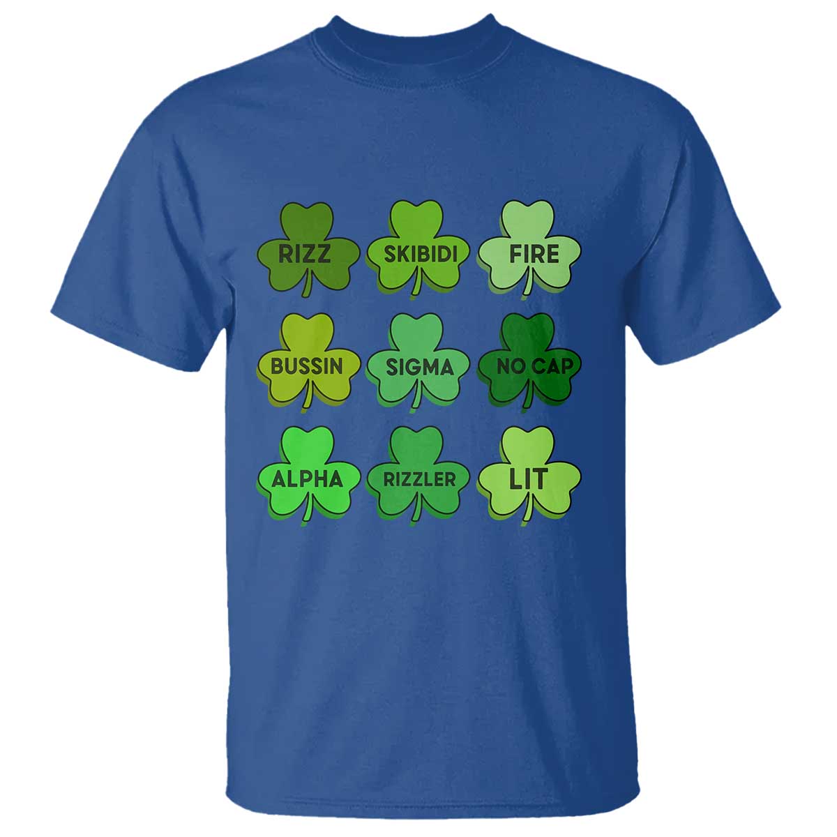 Funny St Patricks Day Skibi Rizz T Shirt No Cap TS02 Royal Blue Print Your Wear