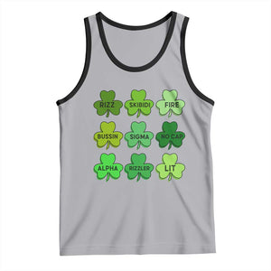 Funny St Patricks Day Skibi Rizz Tank Top No Cap TS02 Athletic Heather Black Print Your Wear