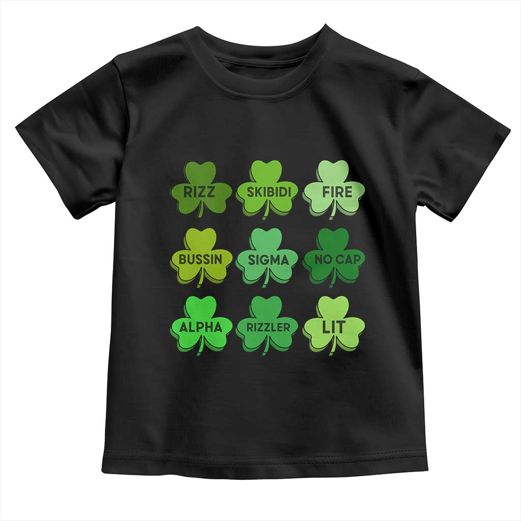 Funny St Patricks Day Skibi Rizz Toddler T Shirt No Cap TS02 Black Print Your Wear